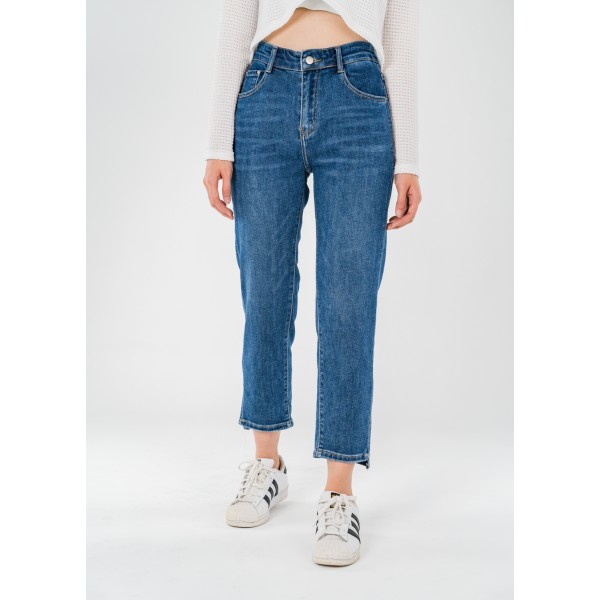 Acid Wash High Waist Tapered Jeans 